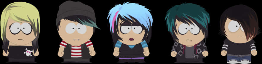 Varietyof Emo Hairstyles Cartoon Characters