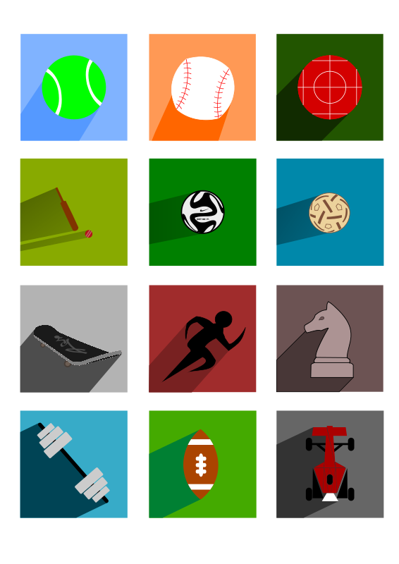 Various Sports Equipment Icons