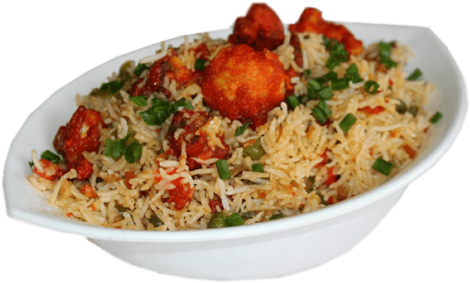 Veg Biryani Dishwith Fried Balls