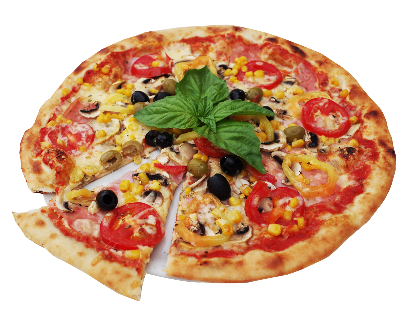 Vegetable Topped Pizza Slice Removed