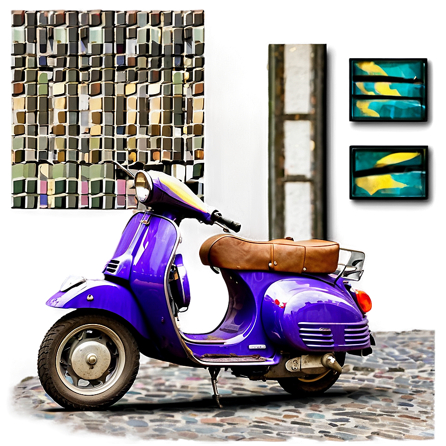 Vespa On Cobblestone Street Png Auk22