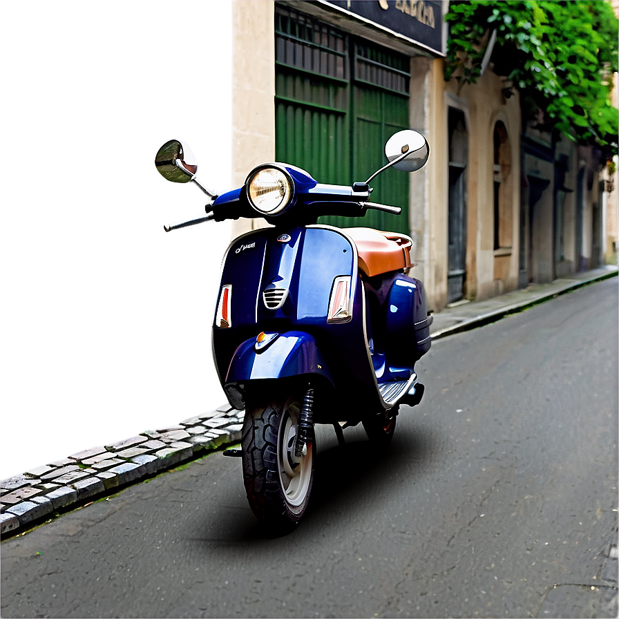 Vespa On Cobblestone Street Png Nrx29