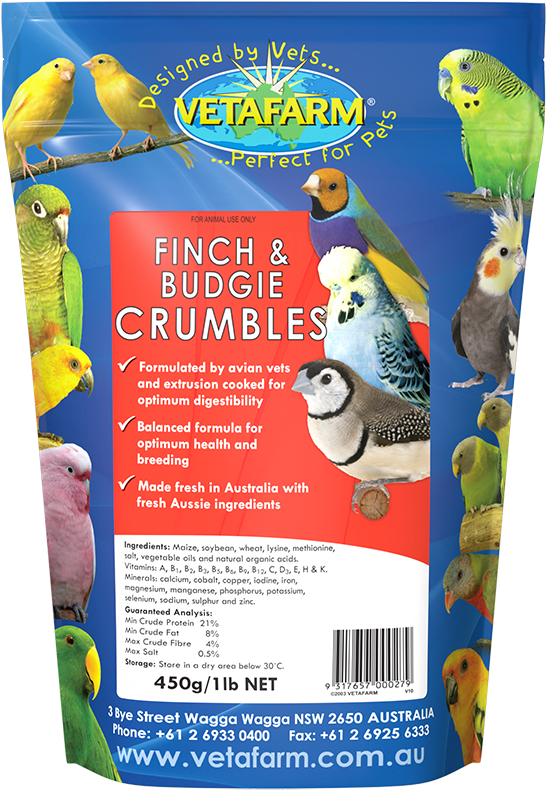 Vetafarm Finchand Budgie Crumbles Packaging