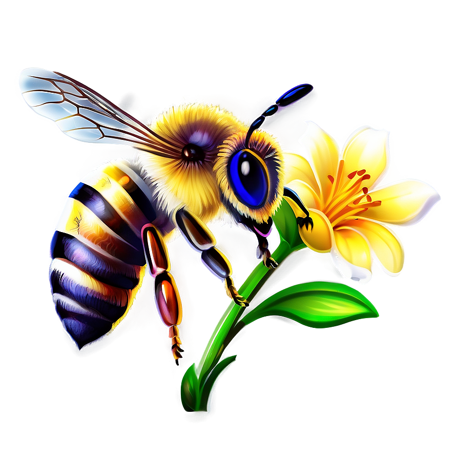 Vibrant Bee Illustration Png Xon76