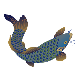 Vibrant Blue Arowana Fish Illustration