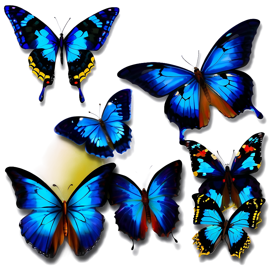 Vibrant Blue Butterflies Png 06132024