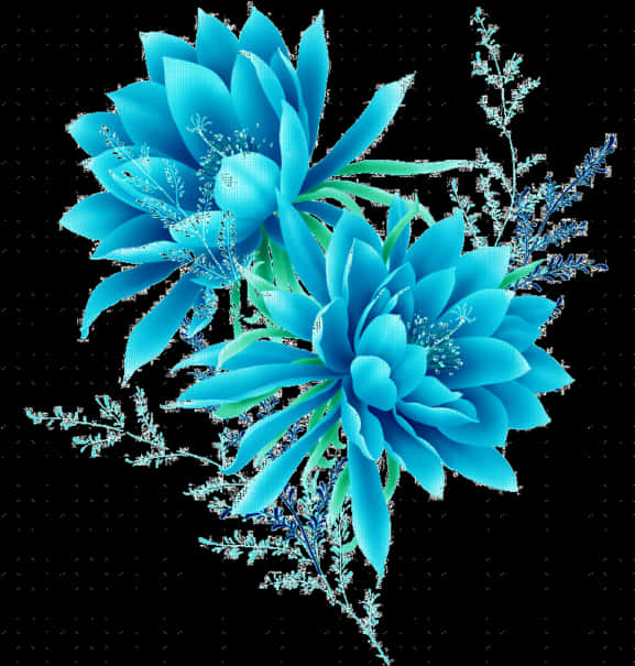 Vibrant Blue Floral Artwork