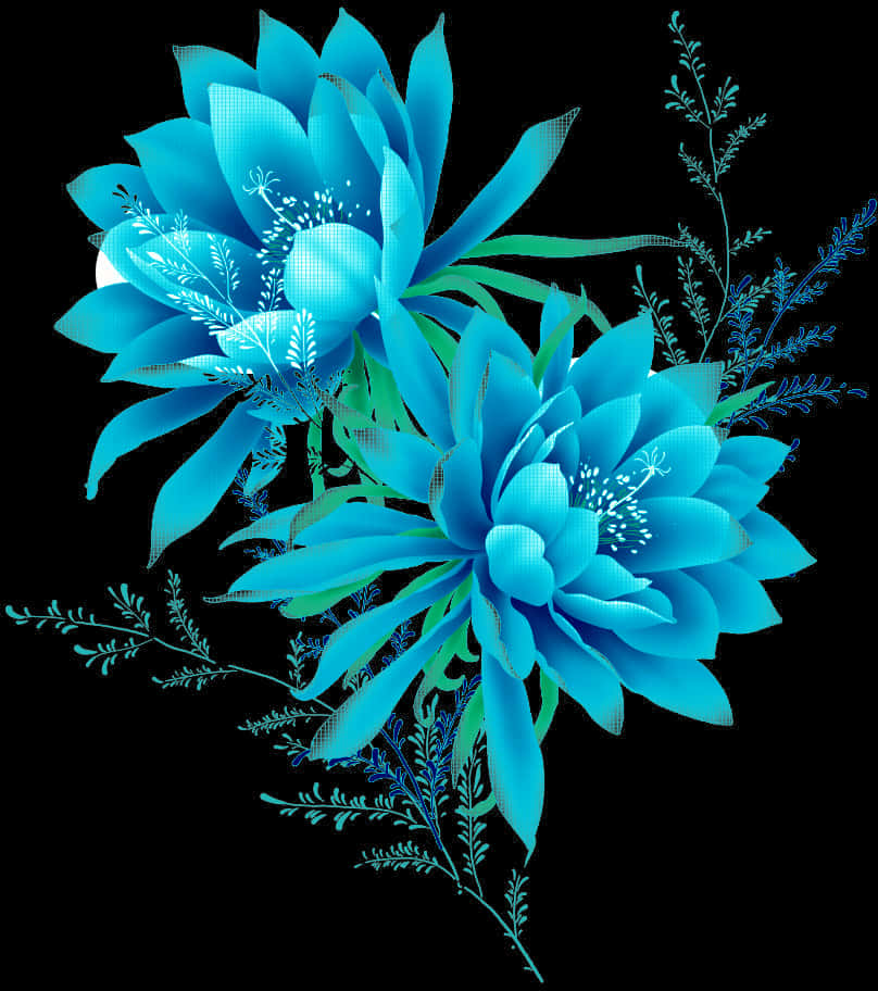 Vibrant Blue Floral Artwork