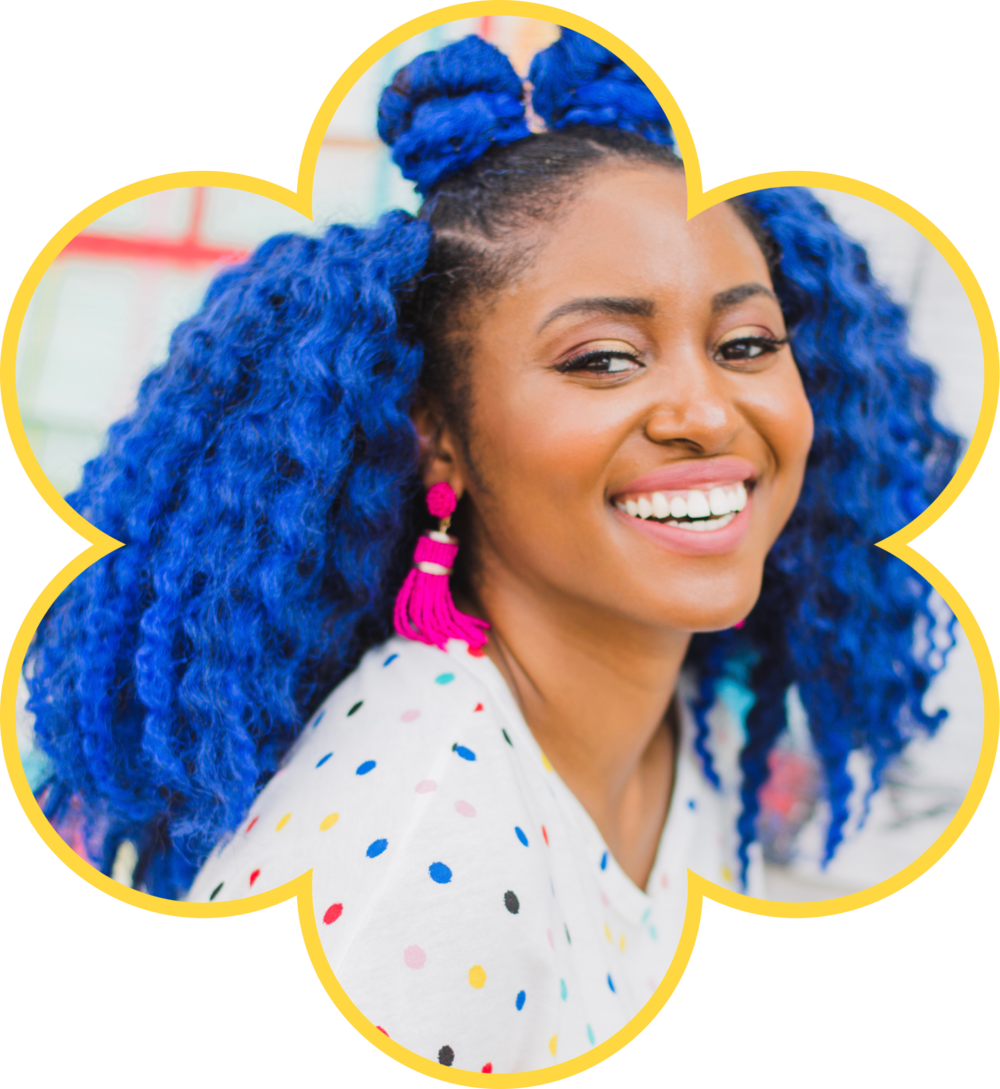 Vibrant Blue Hair Smile