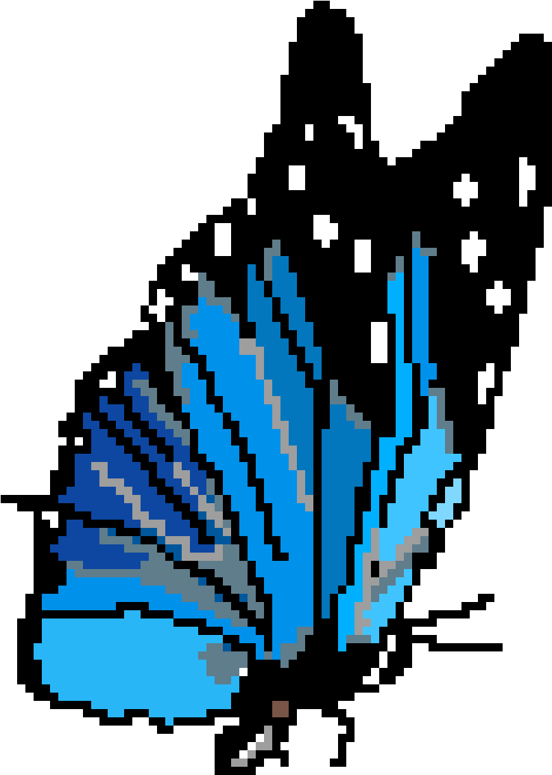 Vibrant Blue Pixel Butterfly