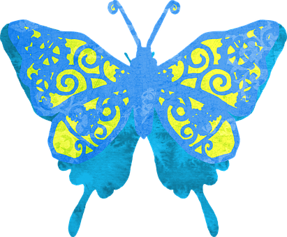 Vibrant_ Blue_ Yellow_ Butterfly_ Artwork