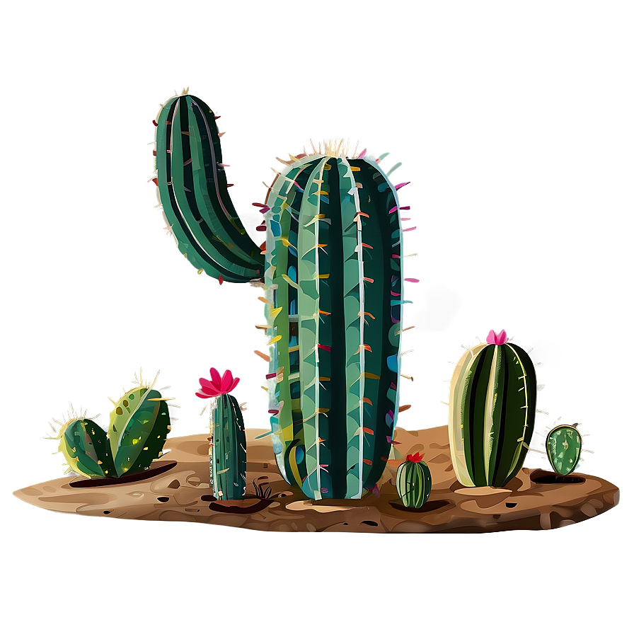 Vibrant Cactus Illustration Png 40