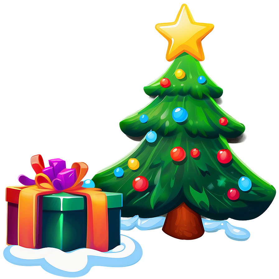 Vibrant Cartoon Christmas Tree Png Joq10