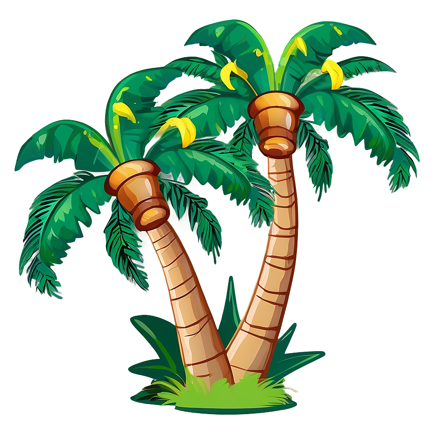 Vibrant Cartoon Palm Tree Design Png 06212024