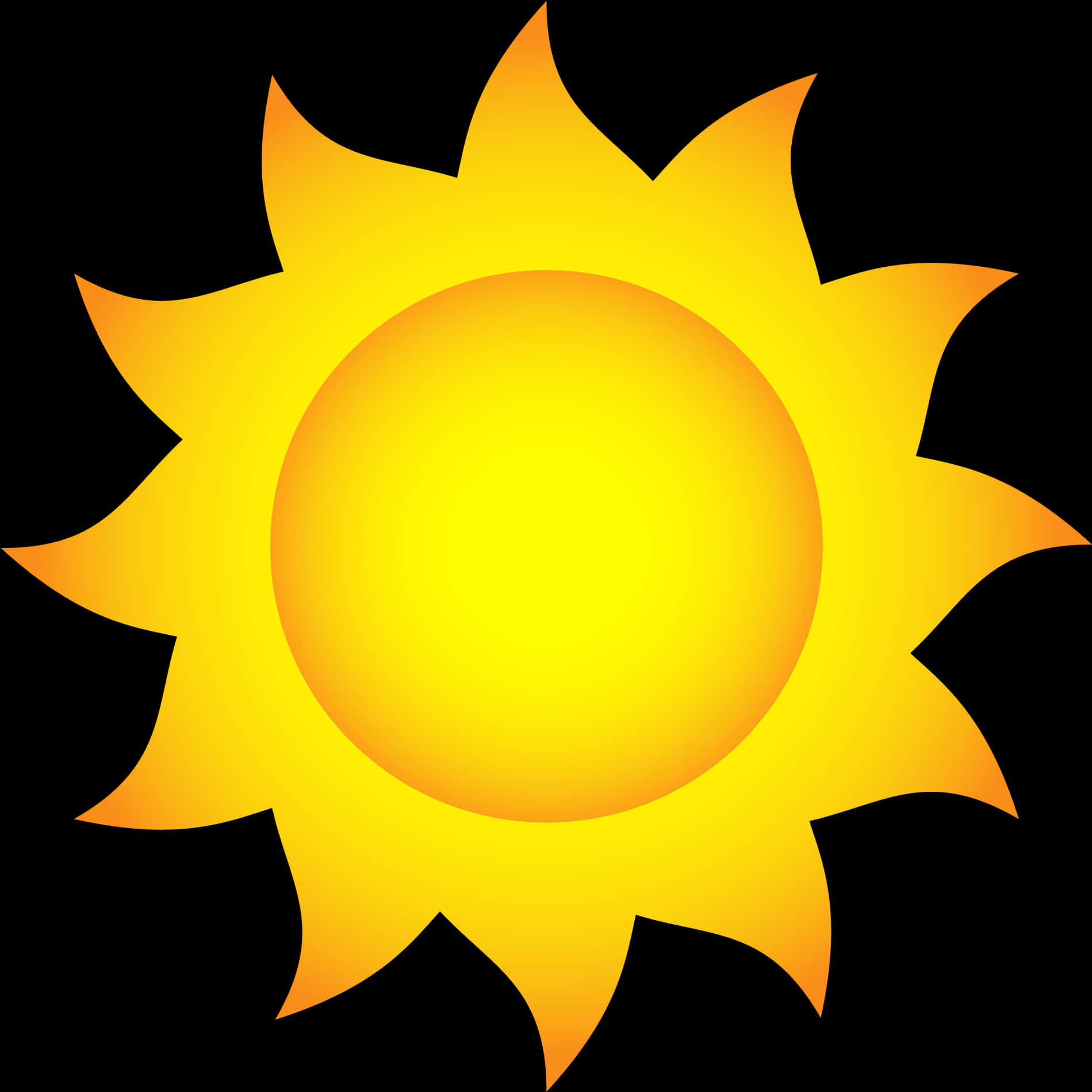 Vibrant Cartoon Sun Transparent Background