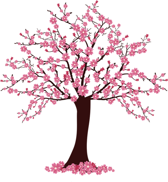 Vibrant Cherry Blossom Tree Illustration