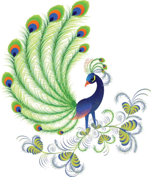 Vibrant Digital Peacock Art