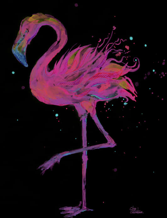 Vibrant Flamingo Watercolor Art