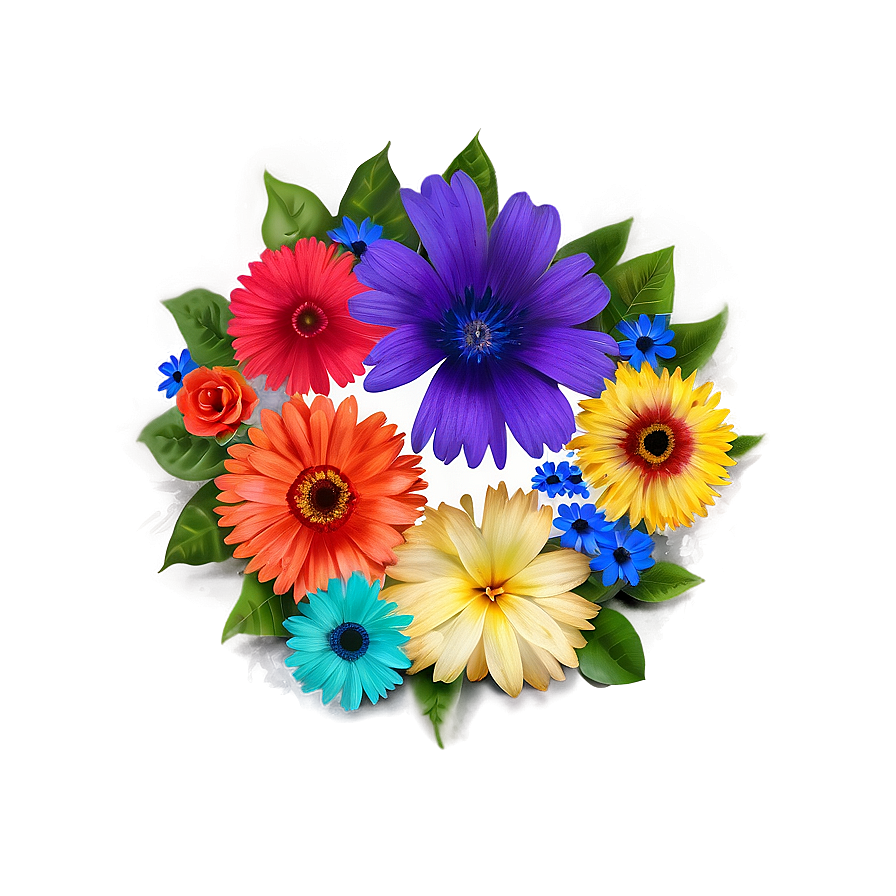 Vibrant Flower Circle Png 06252024