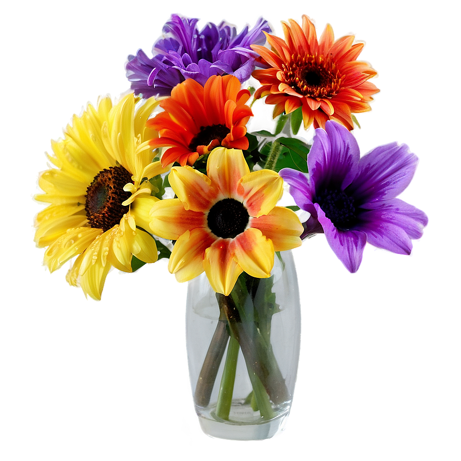 Vibrant Flowers Vase Png Erm