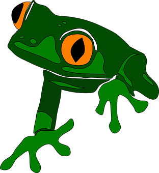 Vibrant Green Cartoon Frog