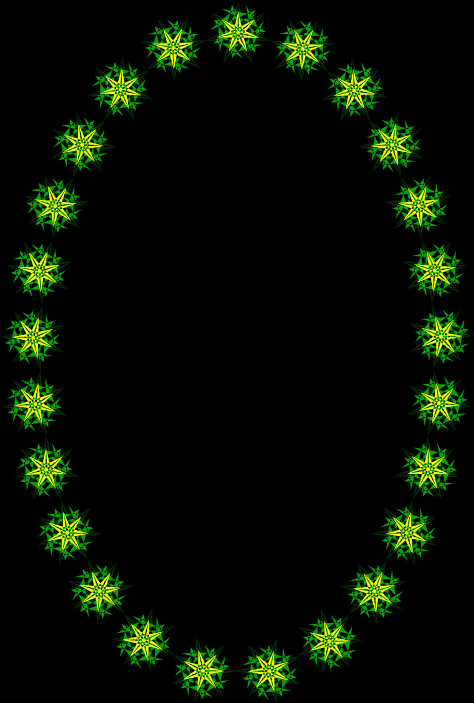 Vibrant Green Star Circle Border