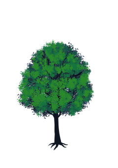 Vibrant Green Treeon Black Background