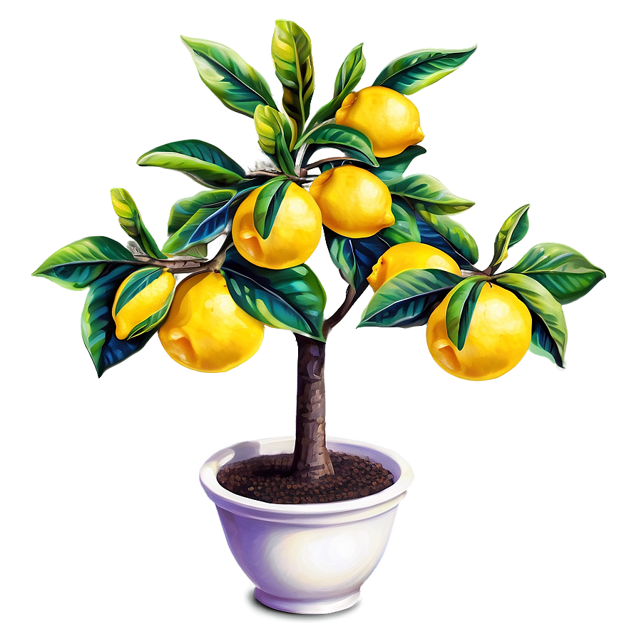 Vibrant Lemon Tree Art Png Vet