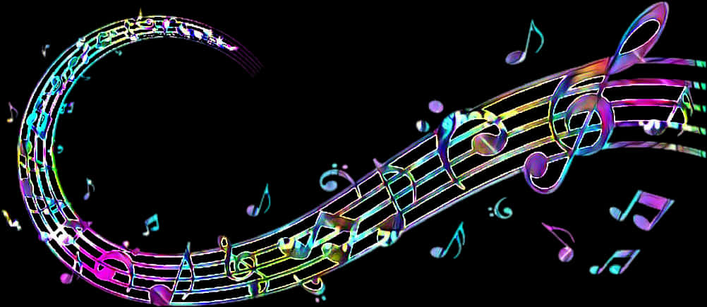 Vibrant Musical Notes Wave