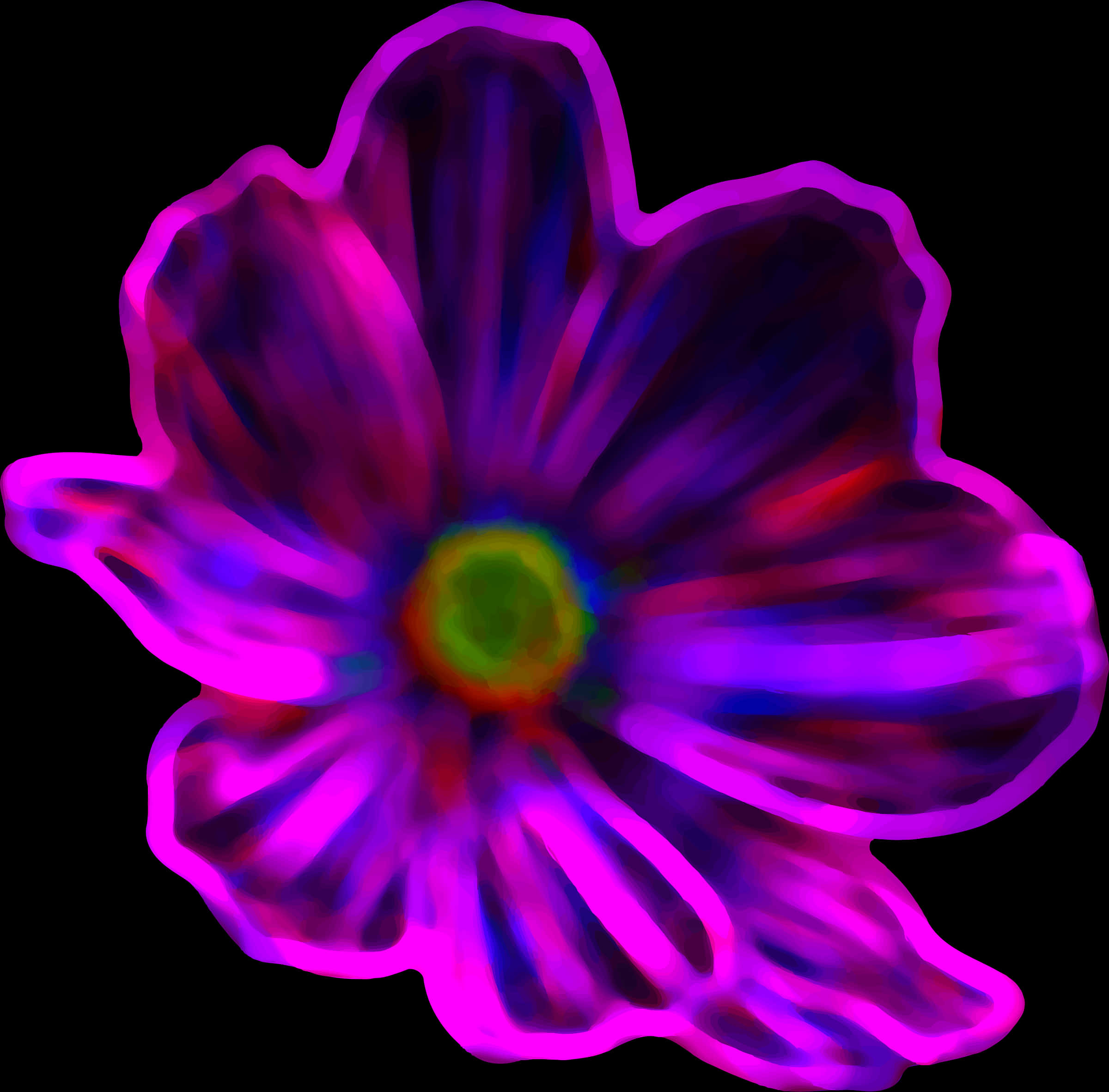 Vibrant Neon Blue Flower Art