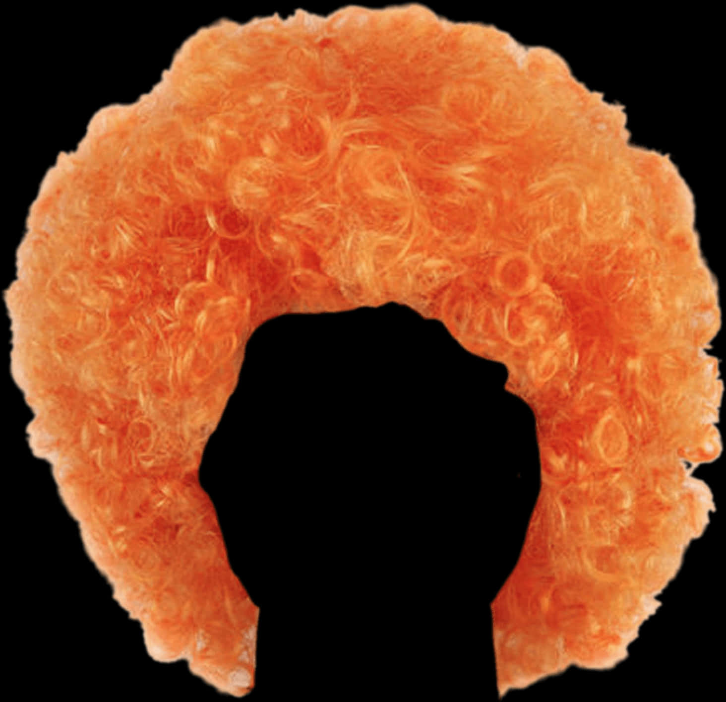 Vibrant Orange Curly Wig Silhouette