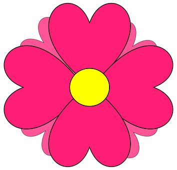 Vibrant Pink Cartoon Flower