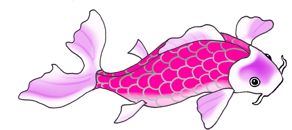 Vibrant Pink Koi Fish Illustration