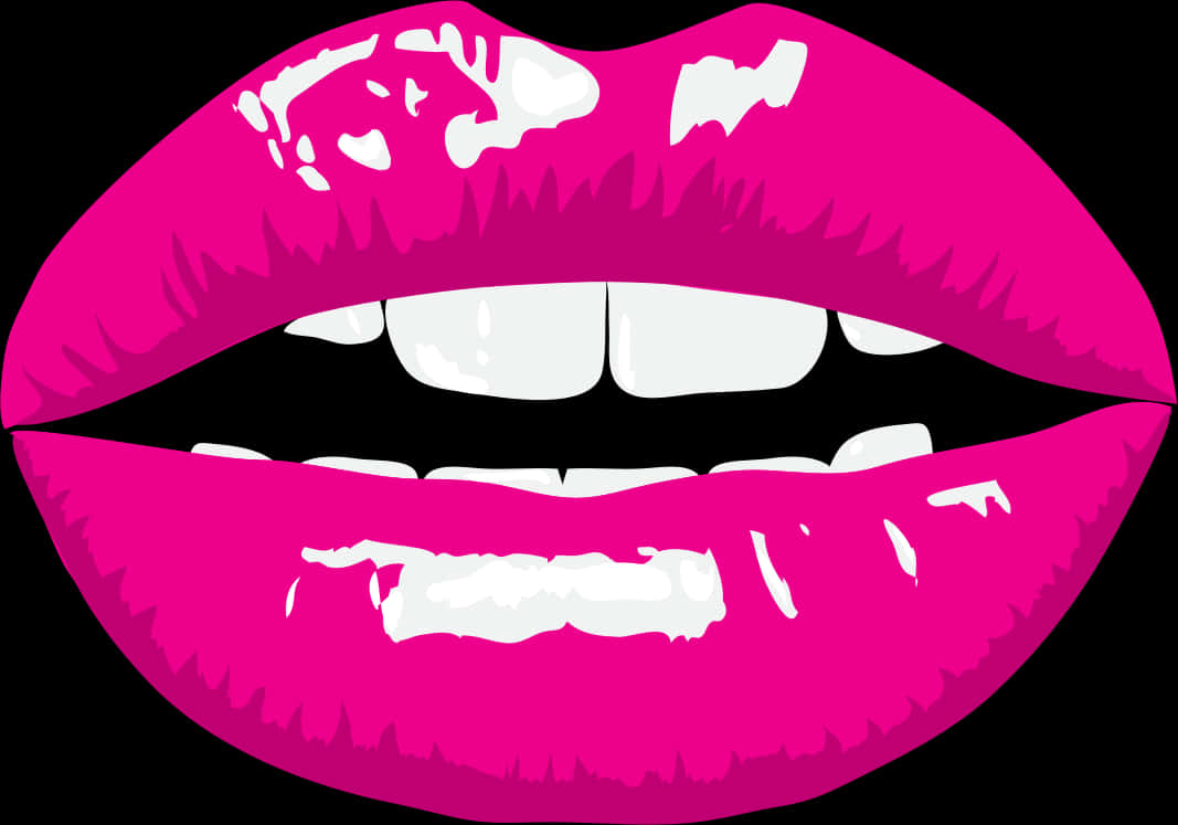 Vibrant Pink Lips Vector