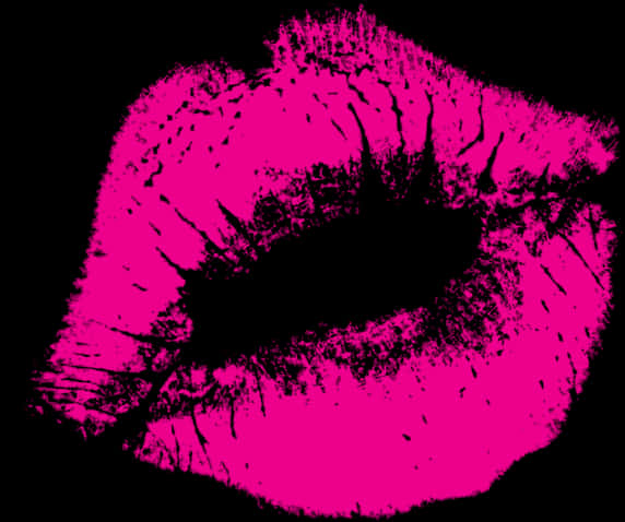 Vibrant Pink Lipstick Kiss Print