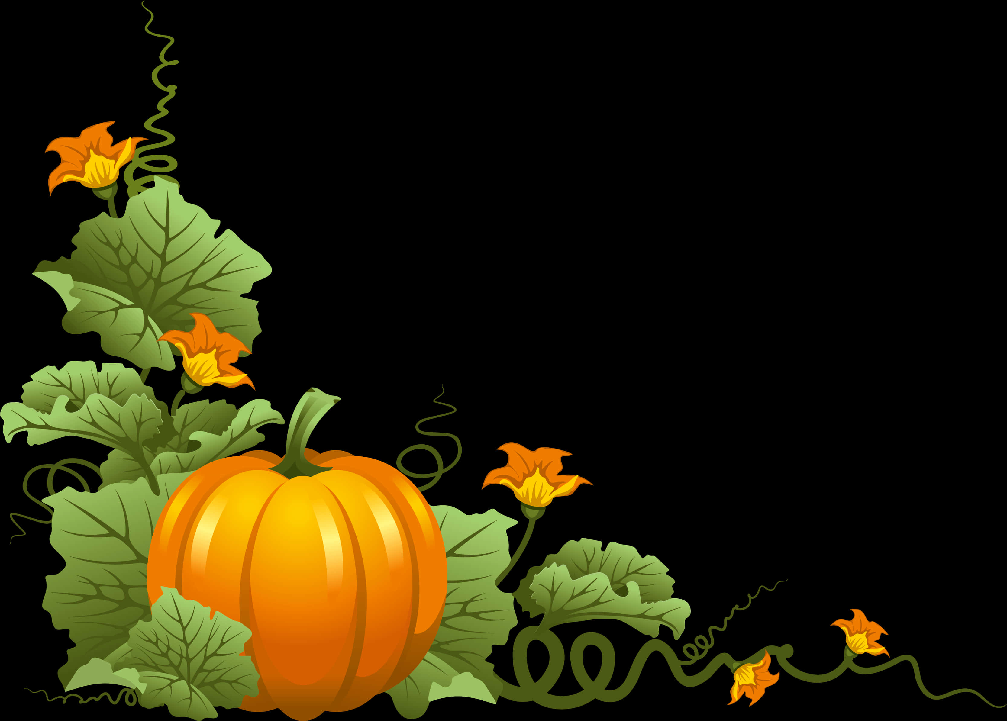 Vibrant Pumpkinand Flowers Illustration