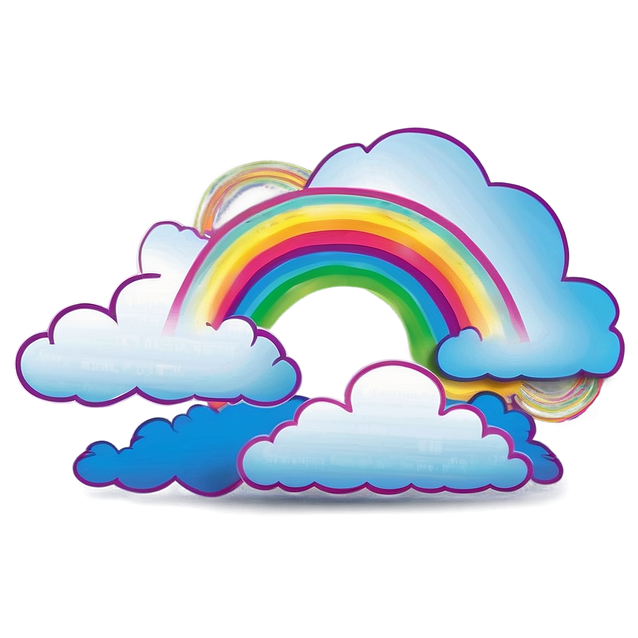 Vibrant Rainbow With Clouds Illustration Png 48