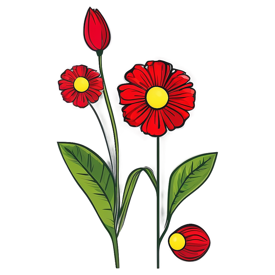 Vibrant Red Flowers Illustration Png Ctl