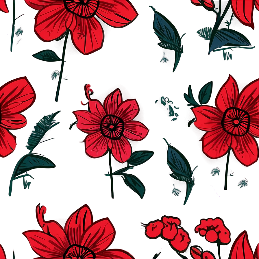 Vibrant Red Flowers Illustration Png Kqg31