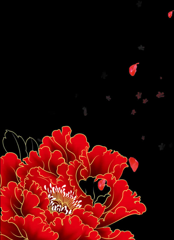 Vibrant_ Red_ Peony_ Floral_ Art