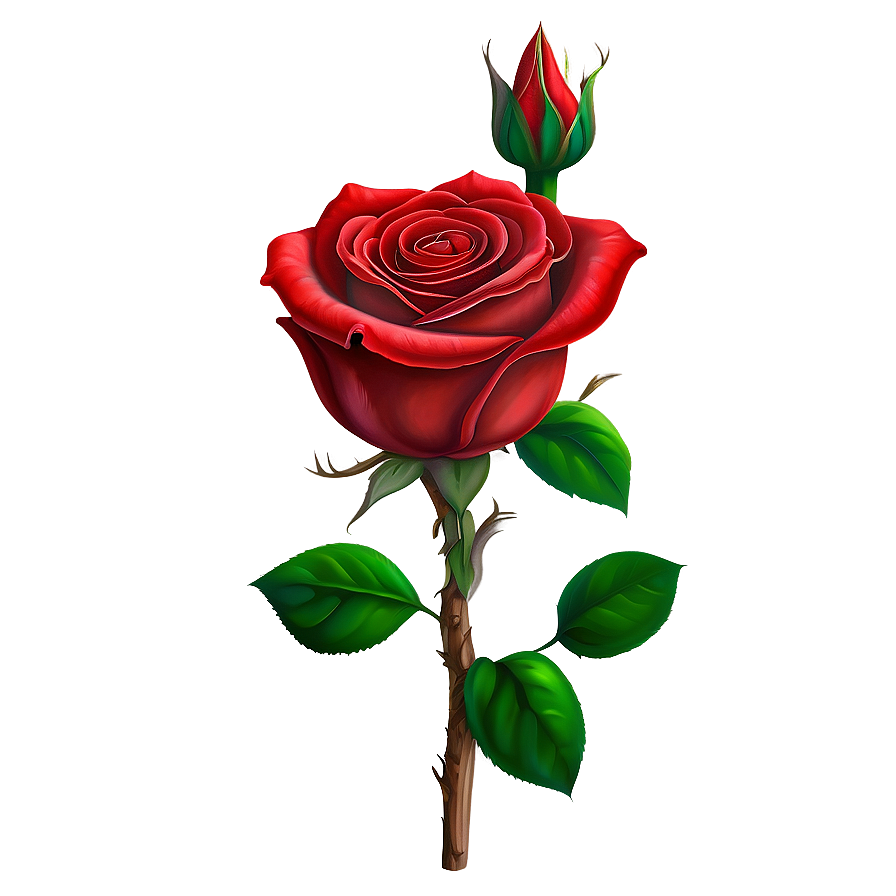 Vibrant Red Rose Png Owg