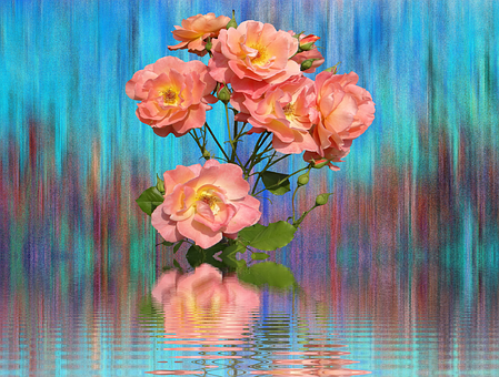 Vibrant Roses Reflection Artwork