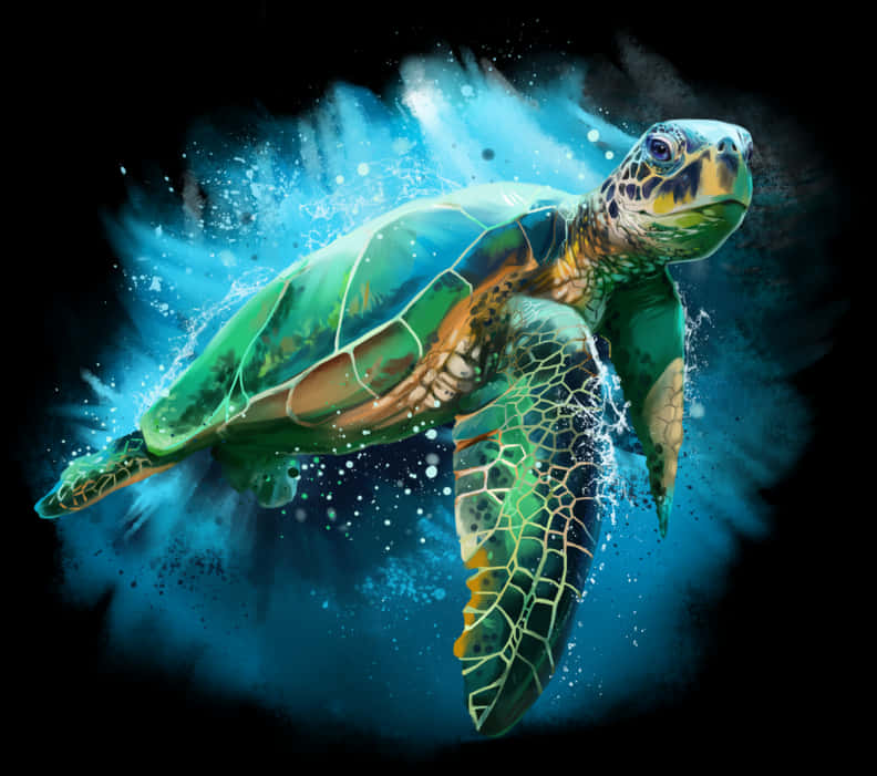 Vibrant Sea Turtle Swimming