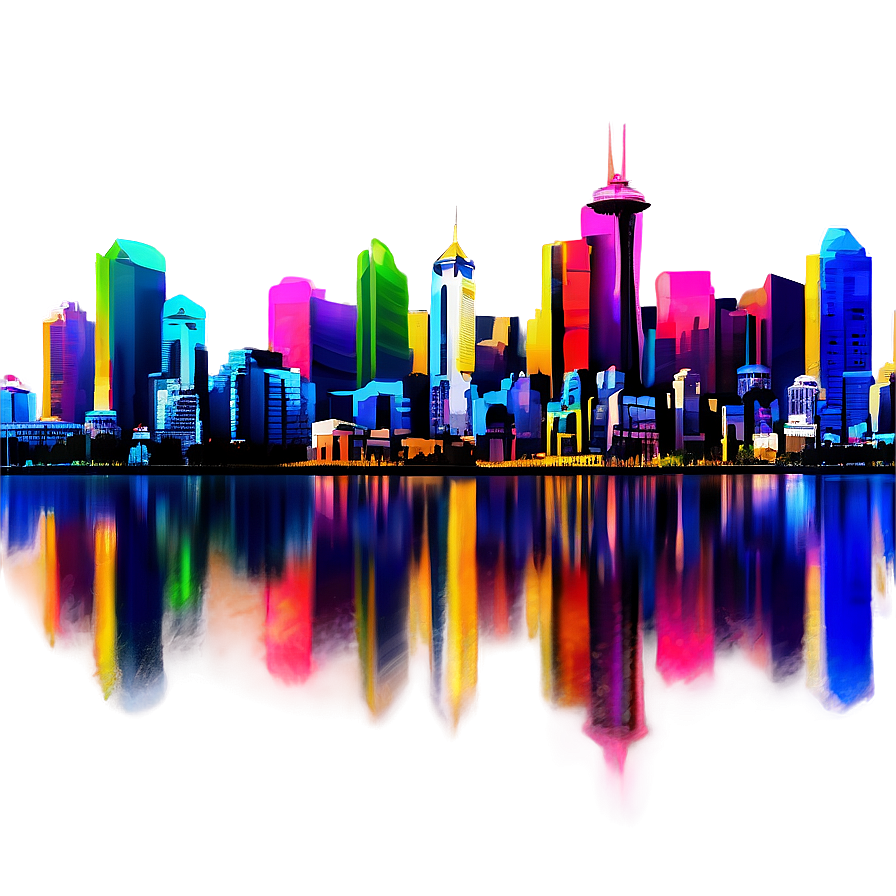 Vibrant Seattle Skyline Art Png 06252024