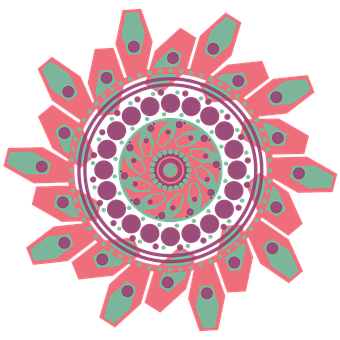 Vibrant Tealand Coral Mandala Art