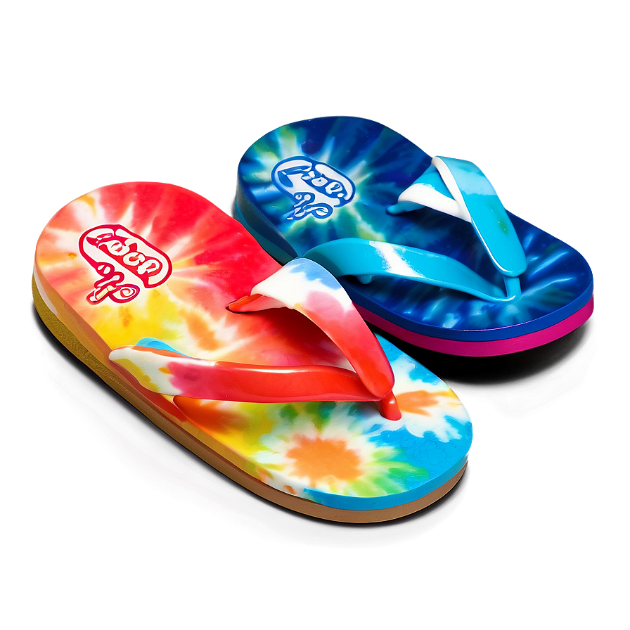 Vibrant Tie-dye Flip Flop Png 5