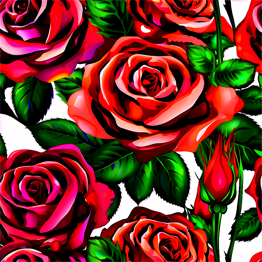 Vibrant Vector Rose Pattern Png 06292024