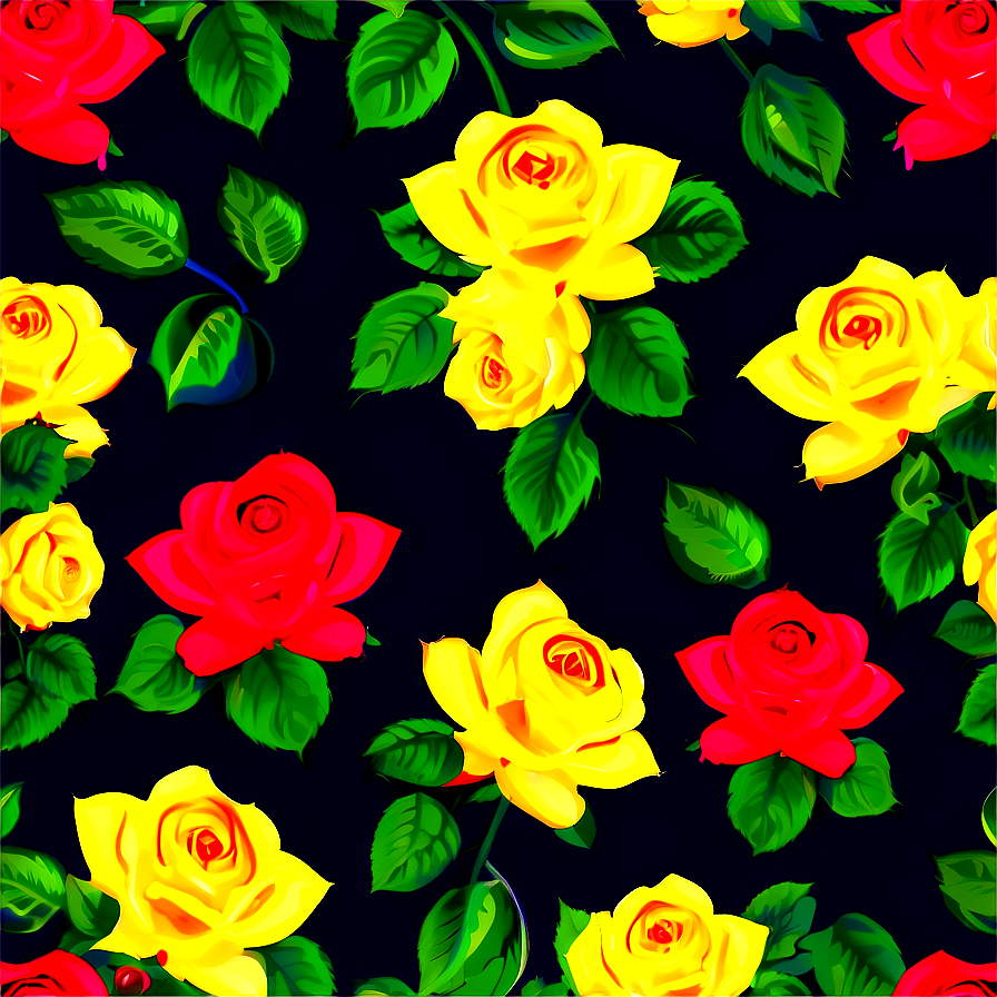 Vibrant Vector Rose Pattern Png Wbr36