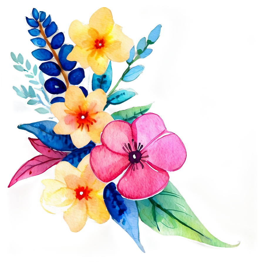 Vibrant Watercolor Floral Png 48