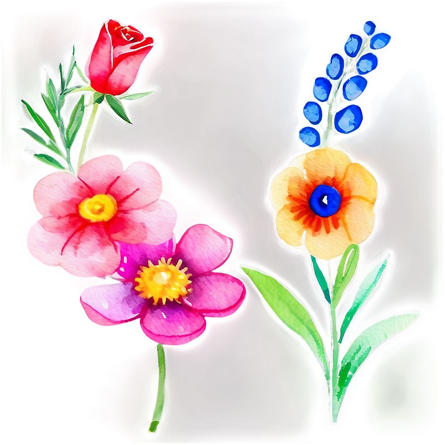 Vibrant Watercolor Flowers Png 06272024